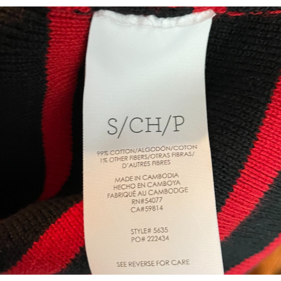 Women's Small Cabi Pocket Pullover Stripe Ribbed Crewneck Sweater Red White - Picture 5 of 5